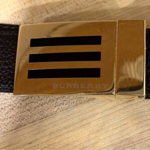 Burberry Brown Leather Belt with Gold Buckle